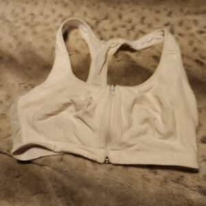 Womans White Zip Up Sports Bra 38C
